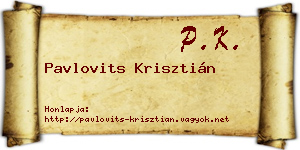 Pavlovits Krisztián névjegykártya