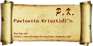 Pavlovits Krisztián névjegykártya